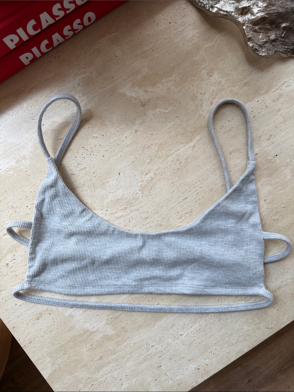 Joah Brown Heather Gray Ribbed Bandeau Bralette
